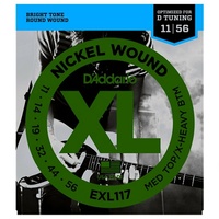 D'Addario EXL117 Medium Top/Extra-Heavy Bottom Electric Guitar Strings  11-56