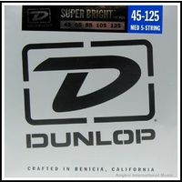 Dunlop DBSBN45125 Super Bright Nickel Medium 5-String Bass Guitar Strings 45-125