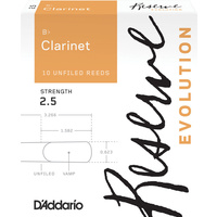 D'Addario Reserve Evolution Bb Clarinet Reeds, Strength 2.5, 10-pack