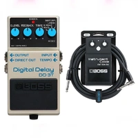 Boss DD3T Digital Delay with Tap Tempo  Effects Pedal with BIC10ABK Instrument Cable