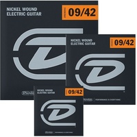 3 sets Dunlop DEN0942 Nickel Plated Steel Light Electric Guitar Strings 9 - 42