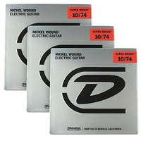 3 sets Dunlop DESBN1074 Super Bright 8-String Electric Guitar Strings 10 - 74