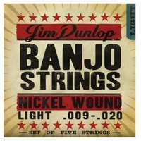 Dunlop DJN0920 Banjo Strings, Nickel, Light, .009–.020, 5 Strings / Set