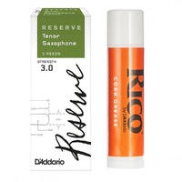 Rico Reserve Tenor Saxophone Reeds, Strength 3, - 5 pack + Cork Grease