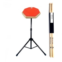 BBT 10" Drum Practice Pad Red + Stand + Vic Firth Nova 5A Drumsticks