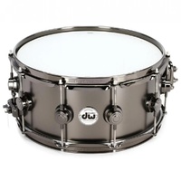DW Collectors 14 x 6.5" Snare Drum Black Nickel Hardware in Satin Black Over Brass