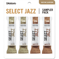 D'Addario Select Jazz Baritone Saxophone Reed Sampler Pack, 3S/3M
