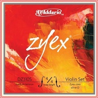 D'Addario DZ310S Zyex Series Violin Strings Set 4/4 Size Medium , Silver D