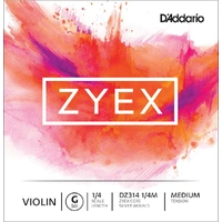 D'Addario Zyex Violin Single G String, 1/4 Scale, Medium Tension