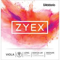 D'Addario Zyex Viola Single Aluminum Wound D String, Long Scale, Medium Tension