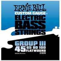 Ernie Ball 2806 Flat Wound Group 3 Electric Bass Guitar Strings 45-100 PO2086