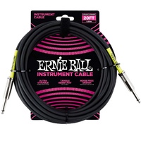 Ernie Ball 20' Straight / Straight   Instrument Cable - Black  - 6m