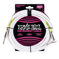 Ernie Ball Instrument Cable 20' Straight / Angled  - White  - 6m 