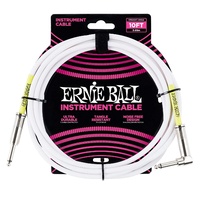 Ernie Ball 10' Straight / Angled  Instrument Cable - White  - 3m