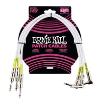 Ernie Ball 1.5 ft Straight / Angled  Instrument Cable - White  - 0.45m  3 Cables