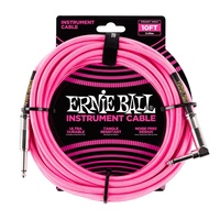 Ernie Ball Straight / Right Angle Instrument Cable - 10 foot Neon Pink