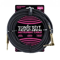 Ernie Ball Straight / Right Angle Instrument Cable - 10 foot Black Gold Tip