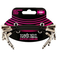 Ernie Ball 3" Flat Ribbon Patch Cable - 3-Pack -  Right angle 1/4" TS cable