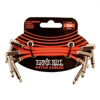 Ernie Ball Flat Ribbon Pedalboard  Patch Cable - 3-inch, Red 3 Pack