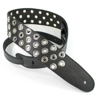 DSL EB25-15-1 Black Leather Metal Eyelets Guitar Strap