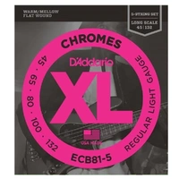 D'Addario ECB81-5  5-String Bass Guitar Strings Light 45 - 132  Long Scale