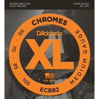 D'Addario Chromes Flatwound Bass Guitar Strings Medium 50 - 105 Long Scale