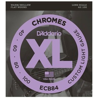 D'Addario ECB84 Chromes Flatwound Bass Guitar Strings Custom Light  40-100