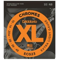 D'Addario ECG23 Chromes Flat Wound Extra Light Electric Guitar Strings (10-48)
