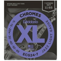 D'Addario ECG24-7 Chromes Flat Wound 7-String Electric Guitar Strings Jazz Light