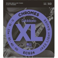 D'Addario ECG24 Chromes Flat Wound Jazz Light Electric Guitar Strings 11 - 50