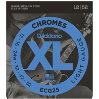 D'Addario ECG25 Chromes Flat Wound Light Electric Guitar Strings 12  -52 