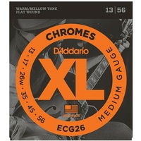 D'Addario ECG26 Chromes Flat Wound Medium Electric Guitar Strings 13 - 56