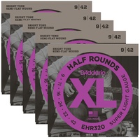 5 sets D'Addario EHR320 Half Round Super Light Electric Guitar Strings   9 - 42
