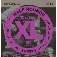 D'Addario EHR320 Half Round Electric Guitar Strings, Super Light, 9-42