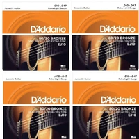 4 sets D'Addario EJ10 80/20 Bronze Extra Light Gauge Acoustic Guitar Strings