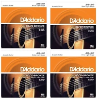 4 Pack D'Addario EJ10 80/20 Bronze Extra Light Acoustic Guitar Strings