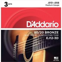 D'addario EJ12 3 sets 80/20  Bronze, Medium Acoustic Guitar Strings , 13 - 56