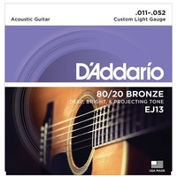 D'Addario EJ13 80/20 Bronze Custom Light  Gauge Acoustic Guitar Strings