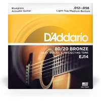 D'addario EJ14 80/20 Bluegrass Gauge Acoustic Guitar Strings 12 - 56