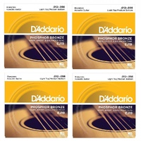 D'Addario EJ19 4 SETS Phos Bronze Bluegrass Acoustic Guitar Strings 12 - 56