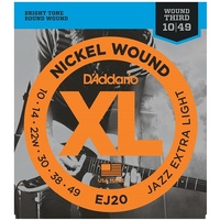 D'Addario EJ20 XL Nickel Jazz Light  Electric Guitar Strings 10 - 49