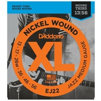 D'Addario EJ22 XL Nickel Jazz Medium  Electric Guitar Strings 13 - 56