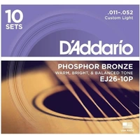 D'Addario EJ26 Phosphor Bronze Cus/Light Acoustic Guitar Strings 10-Pack 11 - 52
