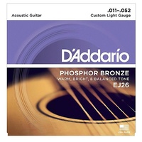 D'addario EJ26  Phosphor Bronze Custom  Acoustic Guitar Strings 11 - 52 