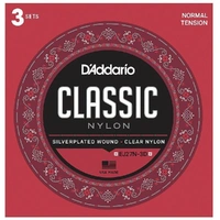 3 sets D'Addario EJ27N  Nylon Classical Guitar Strings, Normal Tension EJ27N-3D