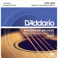 D'Addario EJ37 12-String Phosphor Bronze Acoustic Guitar Strings, 12 - 54