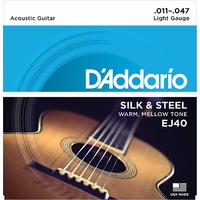 3 sets D'Addario EJ40 Silk and Steel Folk Acoustic Guitar Strings - .011-.047 