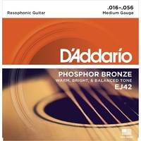  D'Addario EJ42 Phosphor Bronze Resophonic / Resonator Guitar Strings 16 - 56   