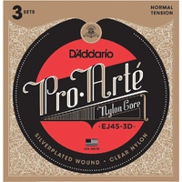 D'Addario EJ45-3D Pro-Arte Nylon Classical Guitar Strings, Normal Tension, 3 Sets