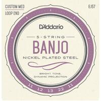 D'Addario EJ57 Nickel 5-String Banjo Strings, Custom Medium, 11 - 22